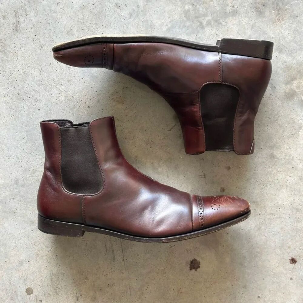 Prada Brown Leather Chelsea Boots Size 8.5 PRADA / 9.5M US